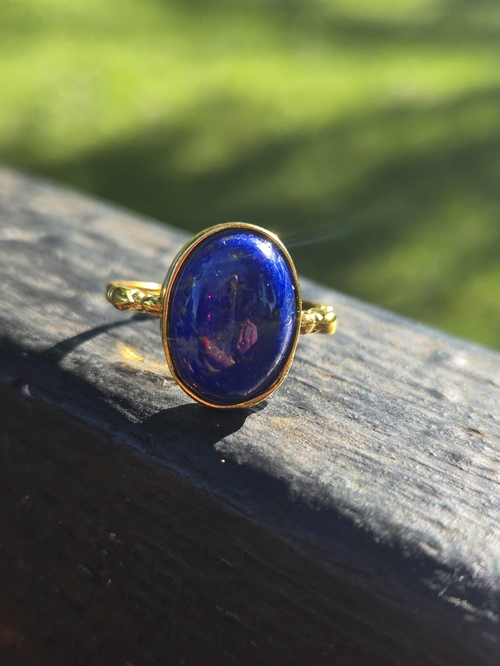 Lapis Lazuli Gold-Plated Adjustable Ring